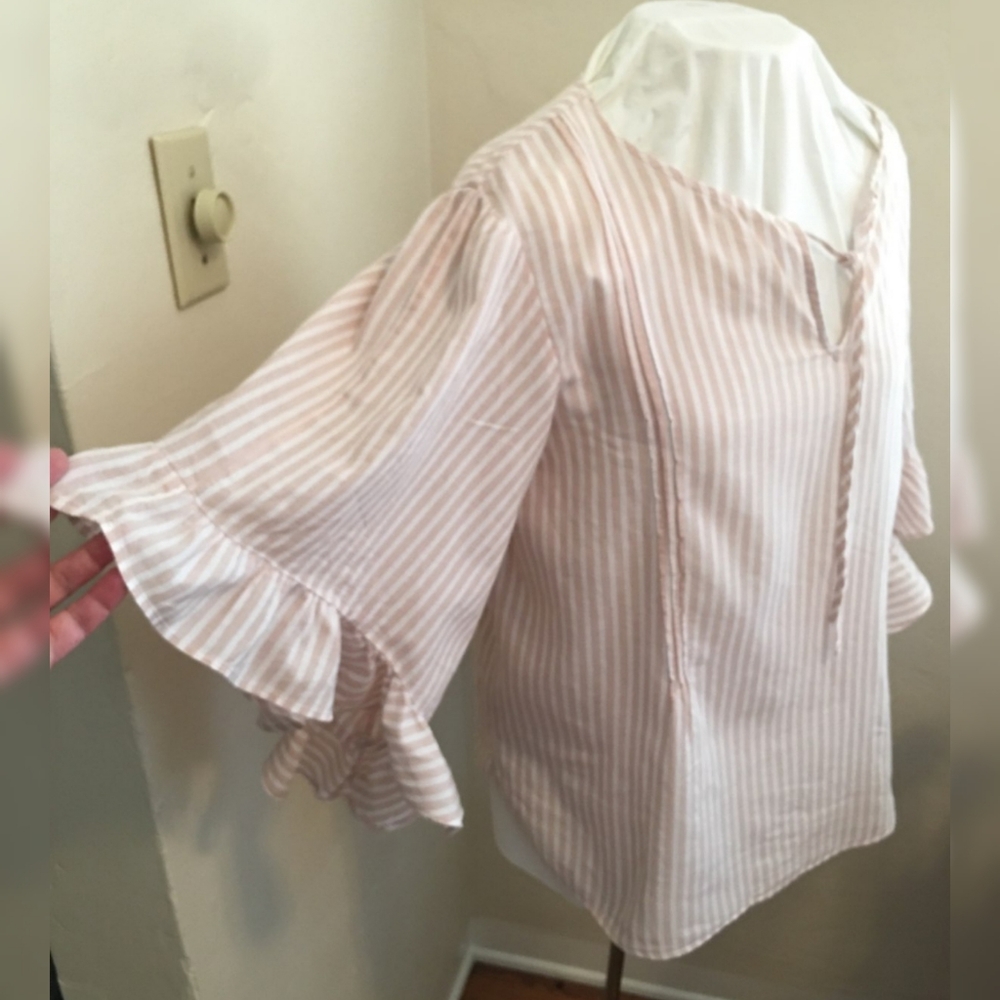 Boho Chic cream striped Bell sleeve'd blouse